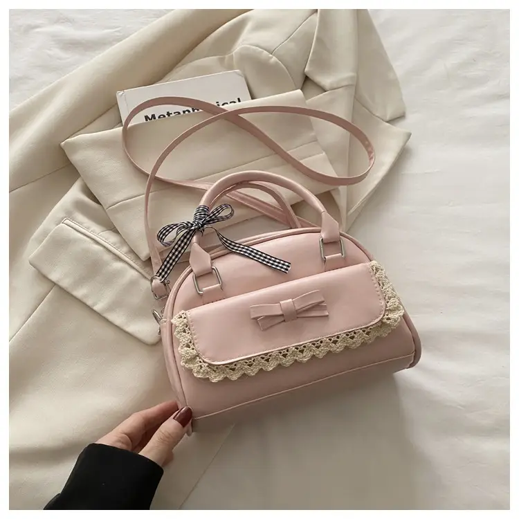 Light Blue Bow Bag with Lace Trim for Women — feature 25