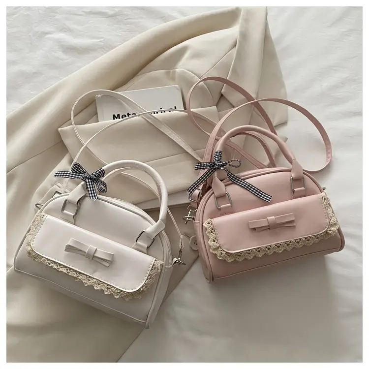 Light Blue Bow Bag with Lace Trim for Women — feature 26