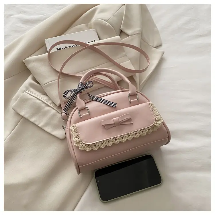 Light Blue Bow Bag with Lace Trim for Women — feature 8