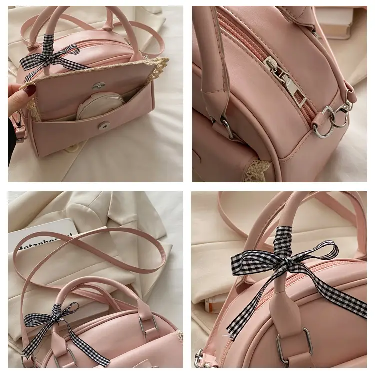 Light Blue Bow Bag with Lace Trim for Women — feature 9