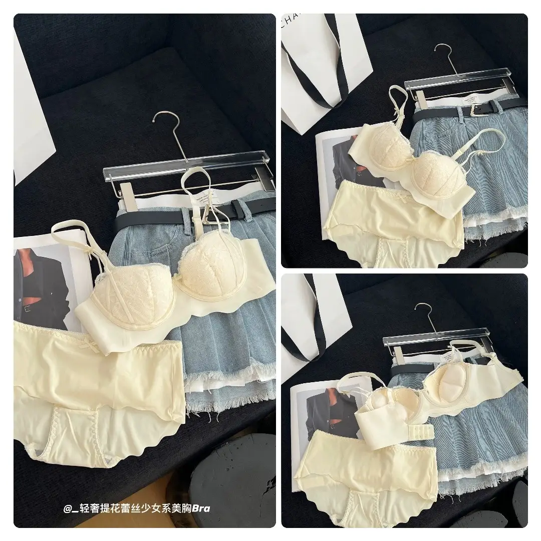 Pink Lace Bra for Small Busts, Soft Underwire, Summer Thin Breathable — feature 17