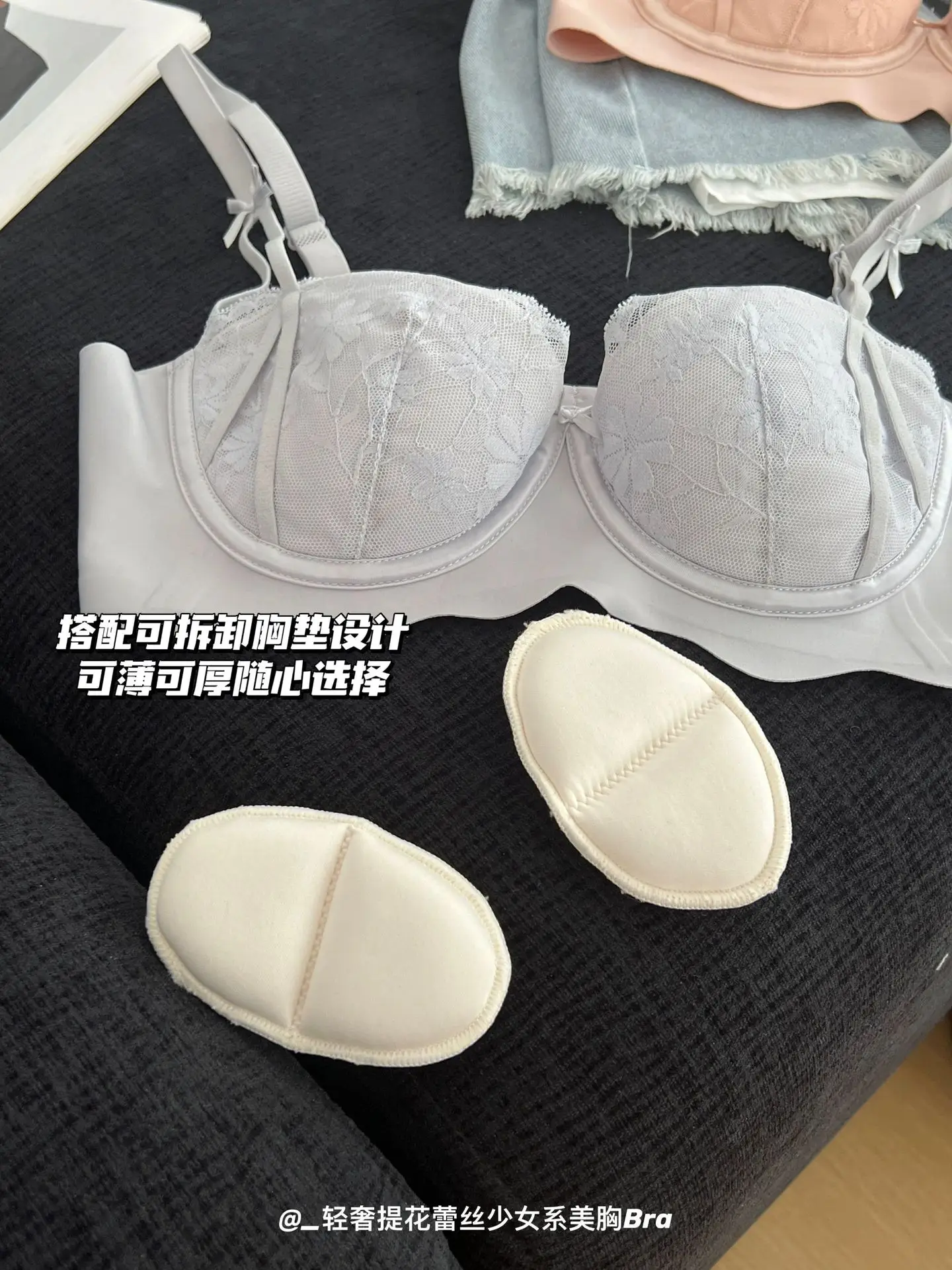 Pink Lace Bra for Small Busts, Soft Underwire, Summer Thin Breathable — feature 26