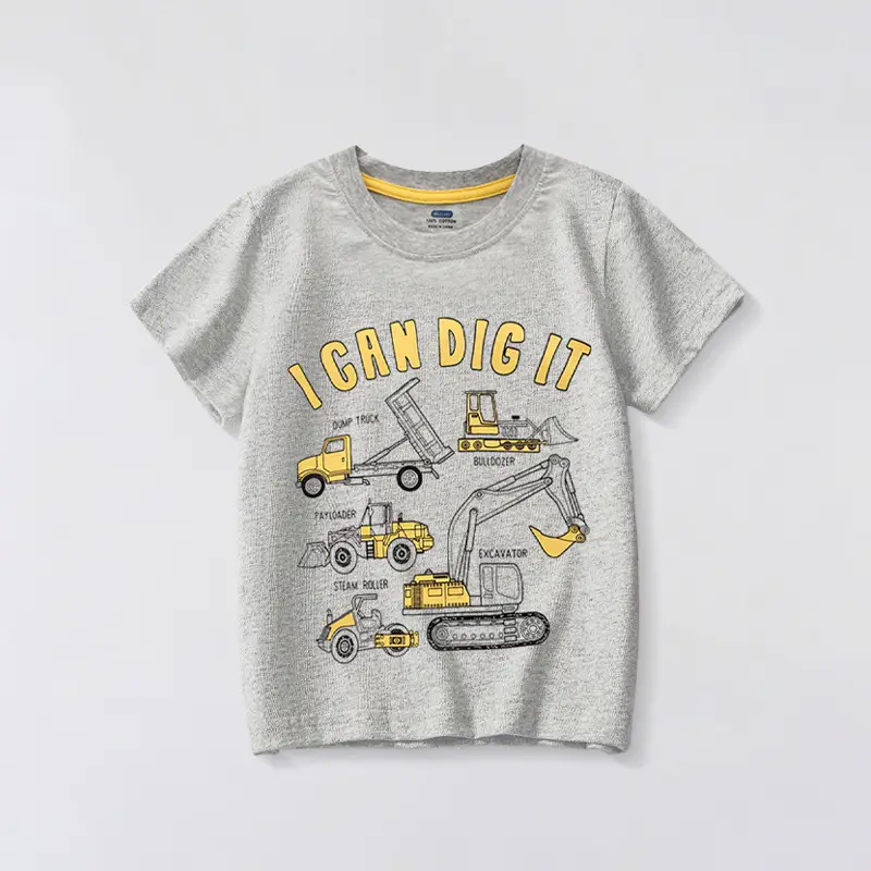 Gray T-Shirt for Boys "I Can Dig It" Summer 2025