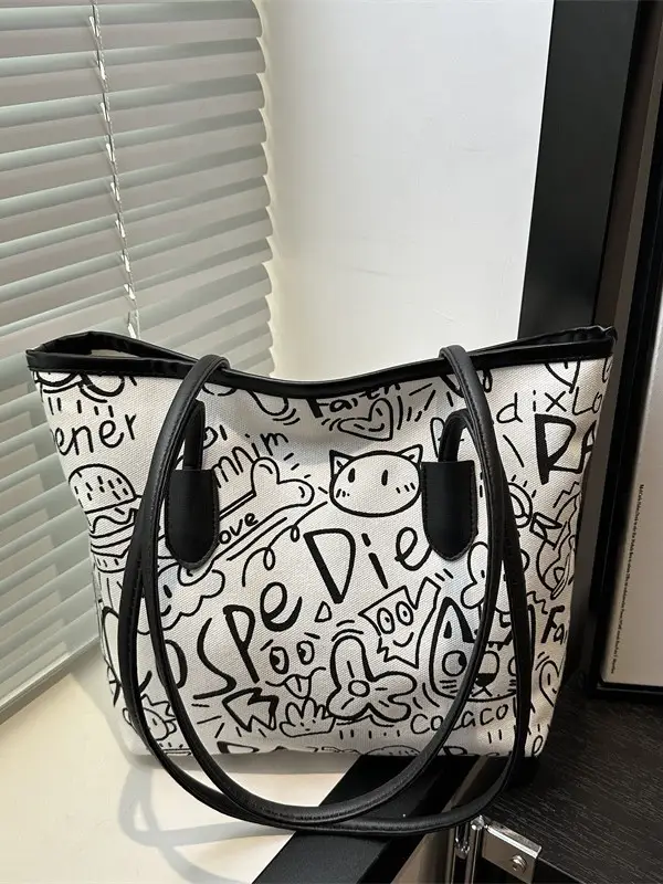 Women Large Capacity Graffiti Shoulder Bag 2025 - Image 4