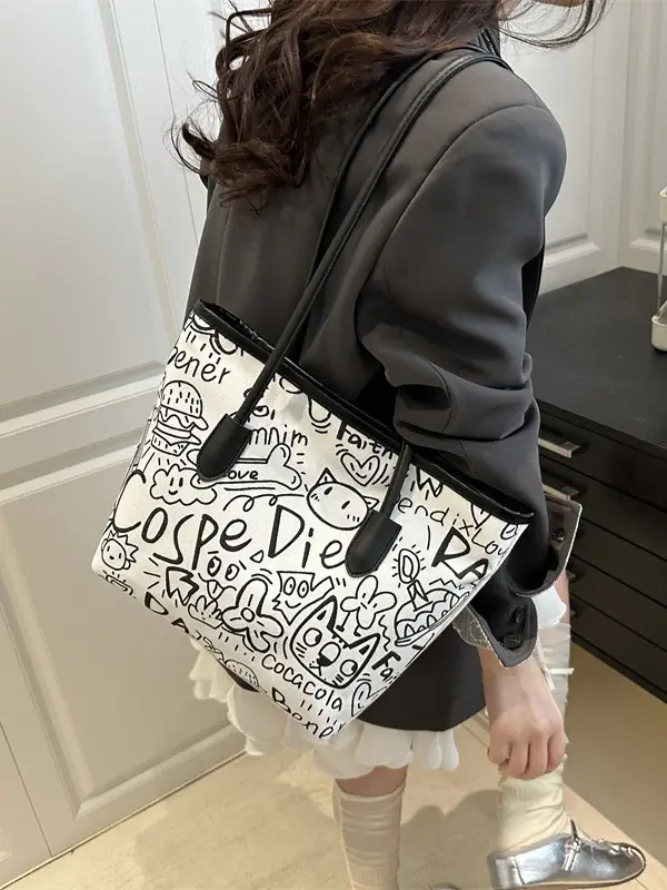 Women Large Capacity Graffiti Shoulder Bag 2025 - Image 5