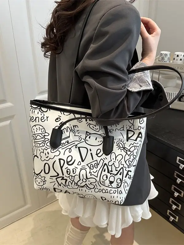 Women Large Capacity Graffiti Shoulder Bag 2025 - Image 6