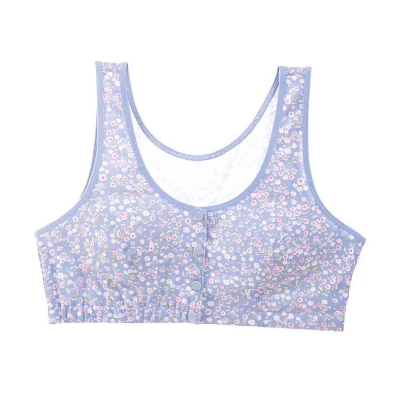 Cotton Middle-aged and Elderly People's Front Buckle Non-steel Ring Push-up Sleep Bra Cotton Base Underwear Vest Bra