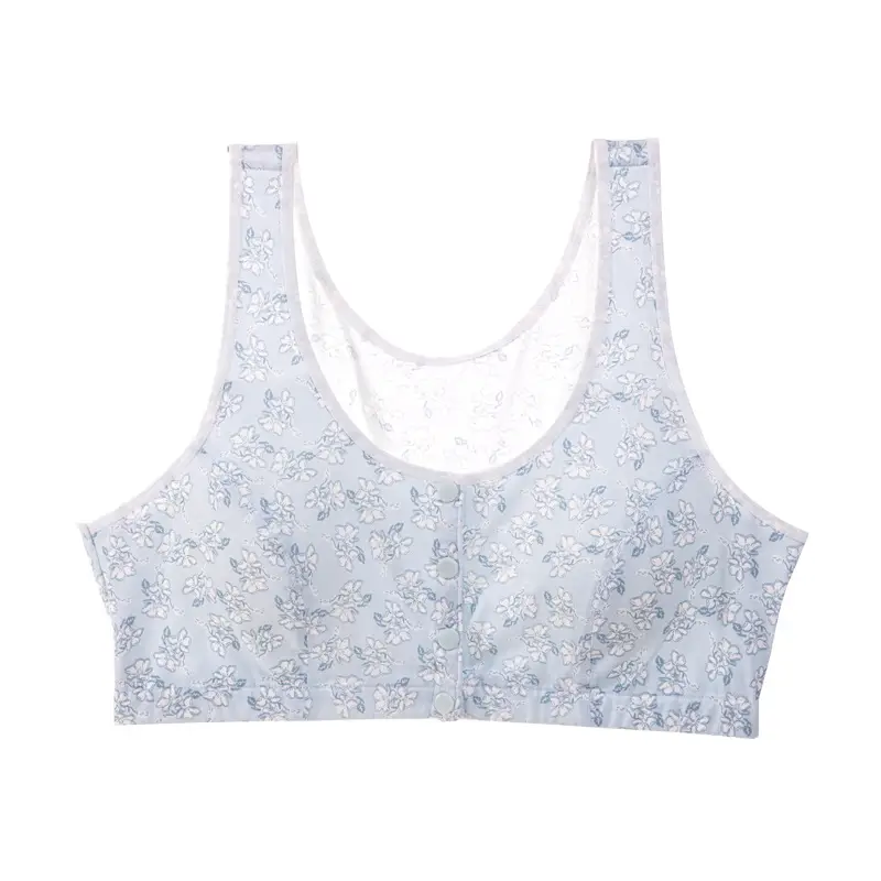 Cotton Middle-aged and Elderly People's Front Buckle Non-steel Ring Push-up Sleep Bra Cotton Base Underwear Vest Bra