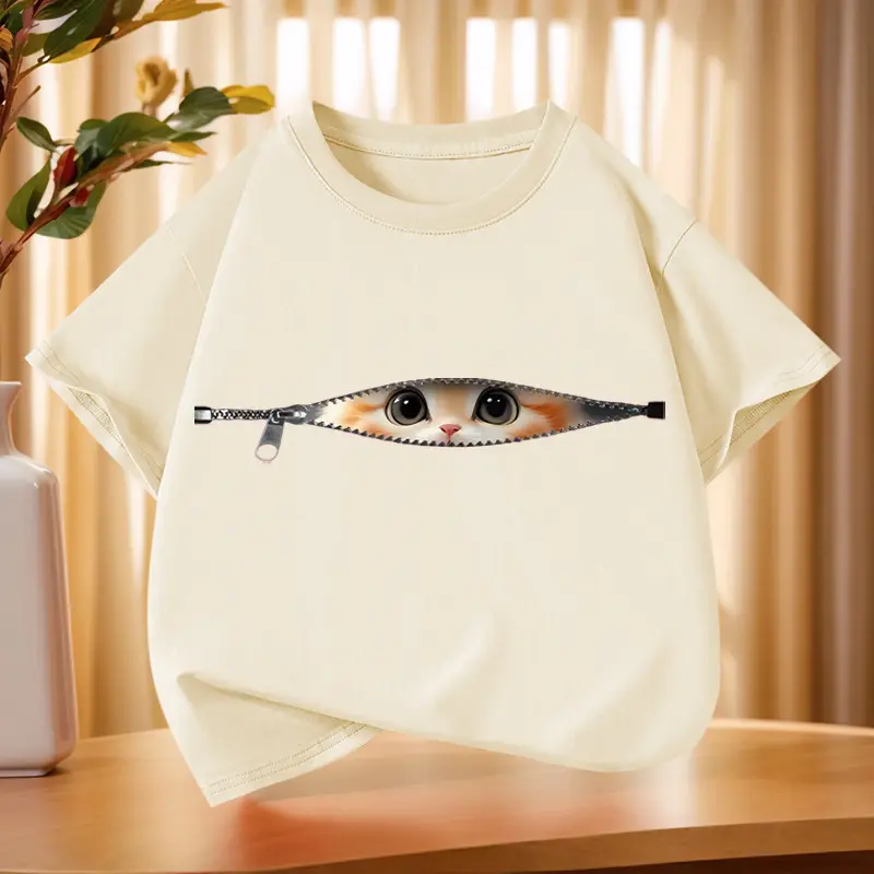 Boys Short Sleeve Kitten Eye Print T-Shirt Black - Image 6