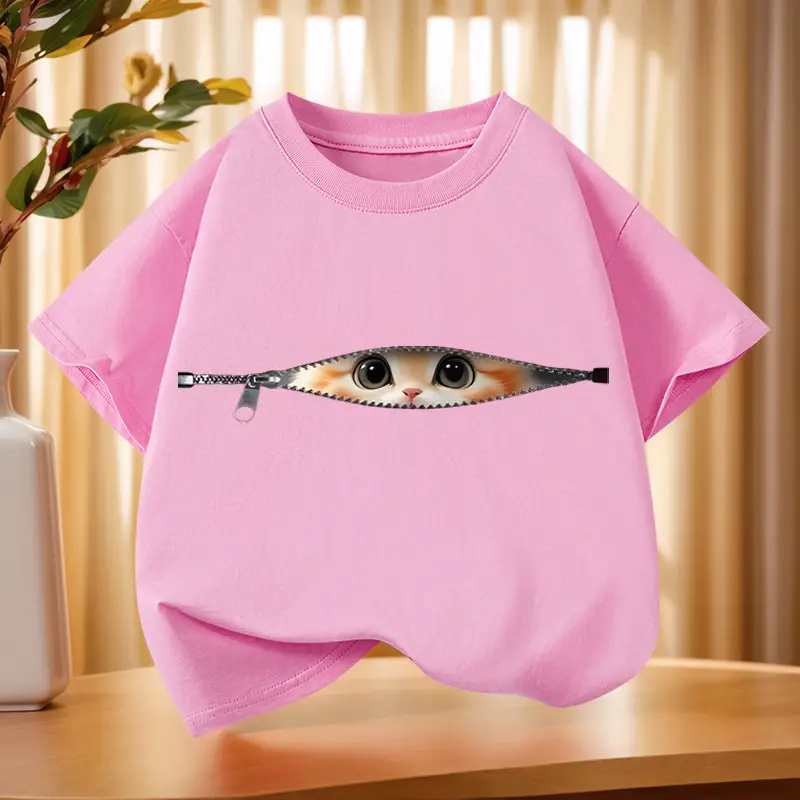 Boys Short Sleeve Kitten Eye Print T-Shirt Black - Image 3