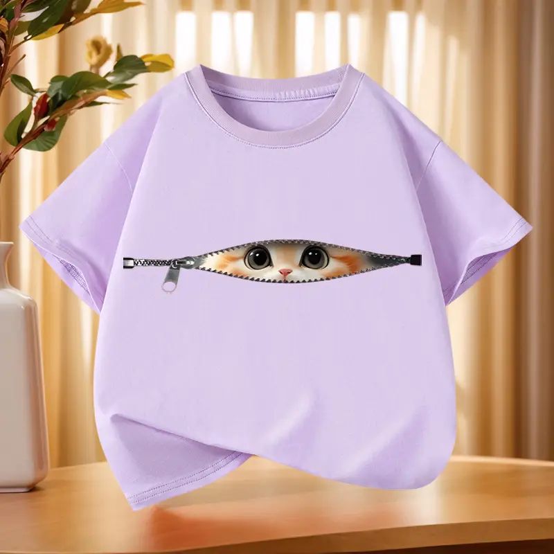 Boys Short Sleeve Kitten Eye Print T-Shirt Black - Image 7