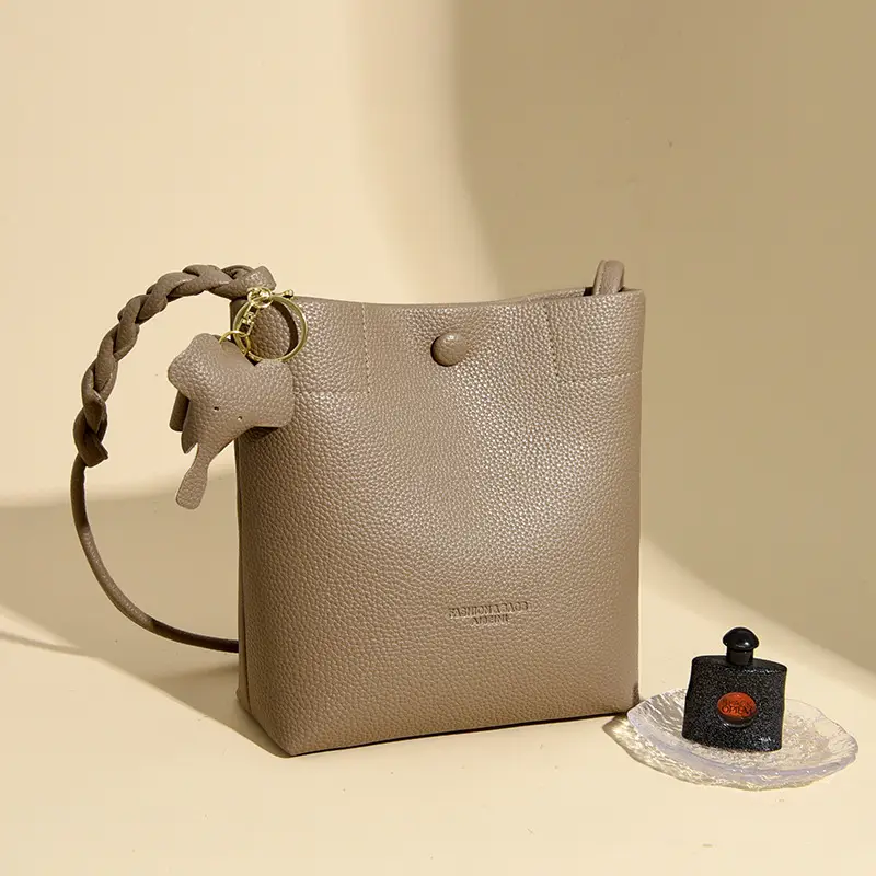 Black Genuine Leather Bucket Bag for Women - Image 5