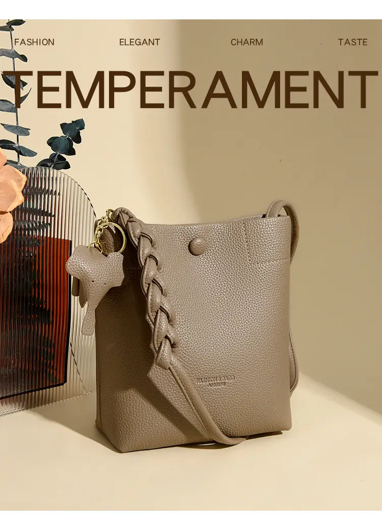 Black Genuine Leather Bucket Bag for Women — feature 1