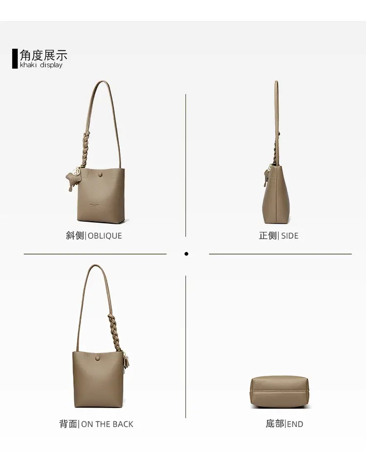 Black Genuine Leather Bucket Bag for Women — feature 17