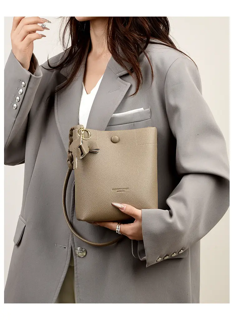 Black Genuine Leather Bucket Bag for Women — feature 19