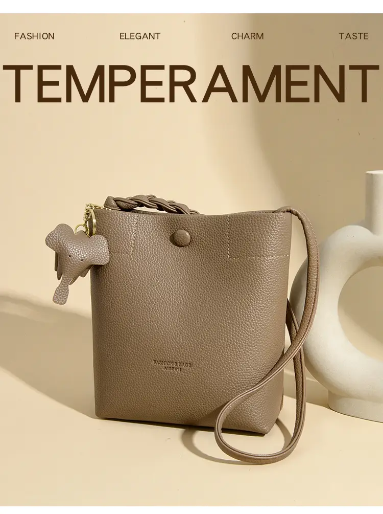 Black Genuine Leather Bucket Bag for Women — feature 2