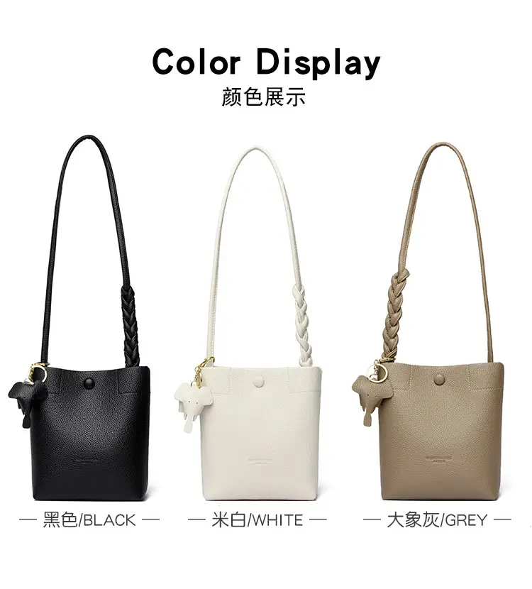 Black Genuine Leather Bucket Bag for Women — feature 23
