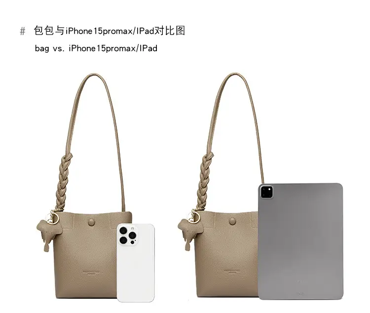 Black Genuine Leather Bucket Bag for Women — feature 8