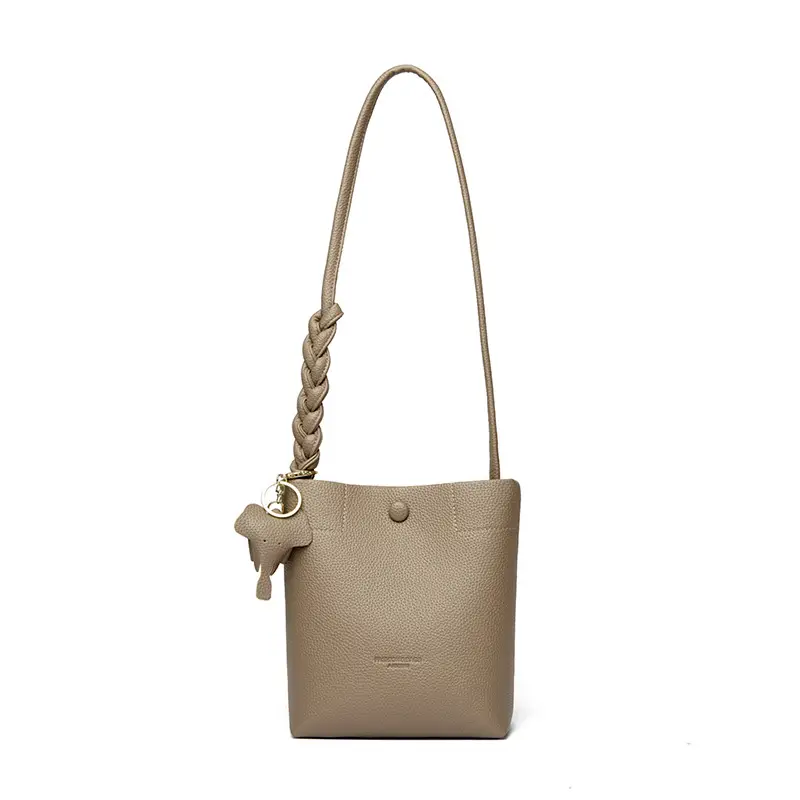 Black Genuine Leather Bucket Bag for Women - Image 2