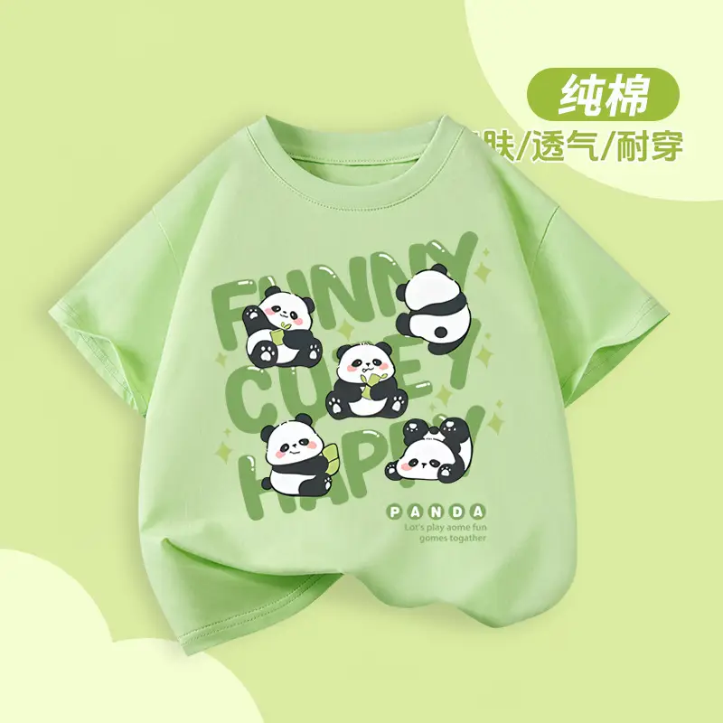 Pure Cotton Panda Print T-Shirt for Boys Girls 2026 - Image 3