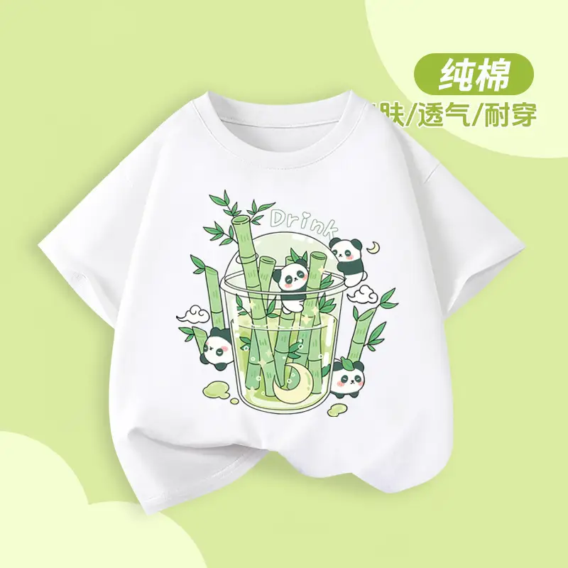 Pure Cotton Panda Print T-Shirt for Boys Girls 2026 - Image 4