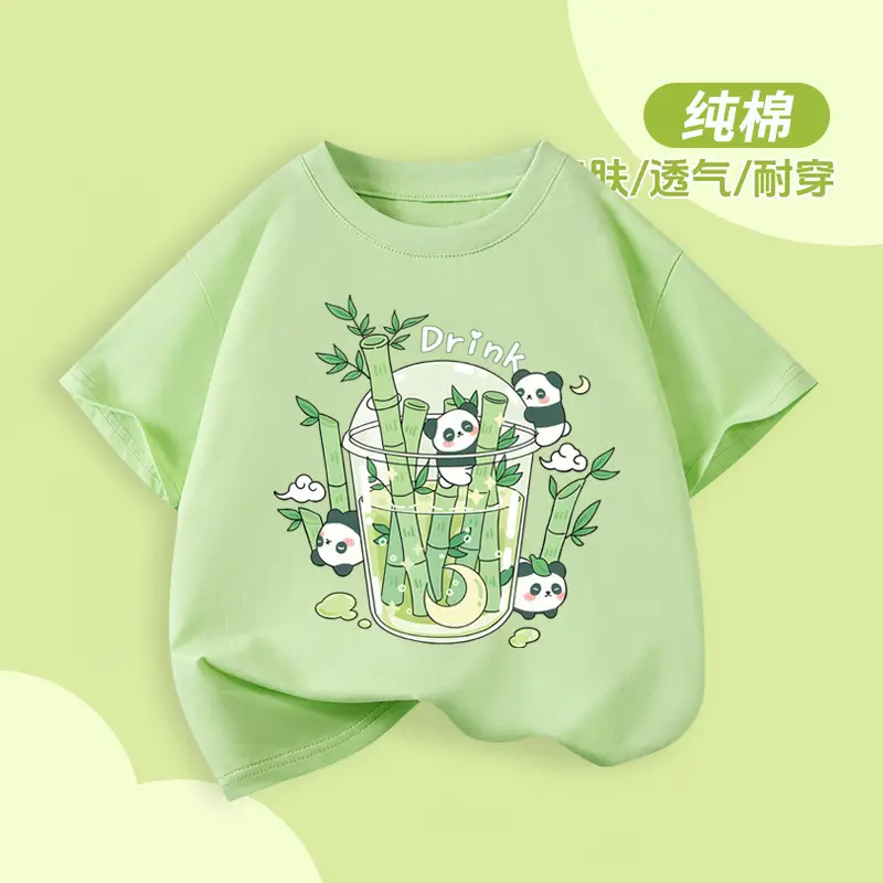Pure Cotton Panda Print T-Shirt for Boys Girls 2026 - Image 6