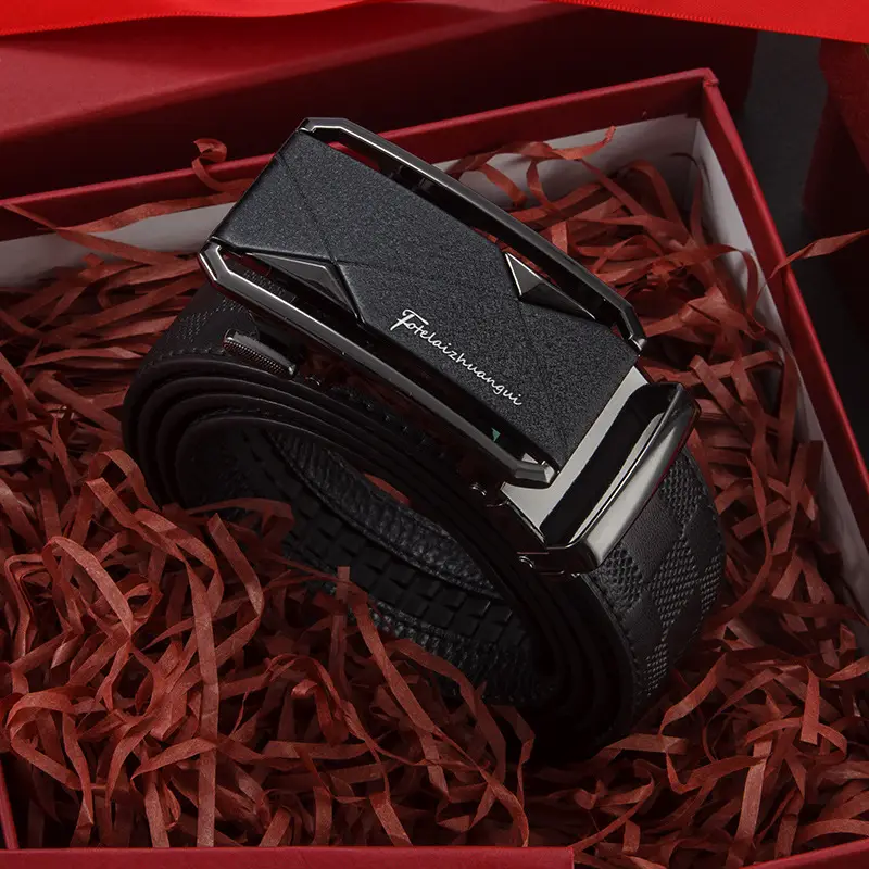 Men's High-End Genuine Leather Belt Black - Image 4