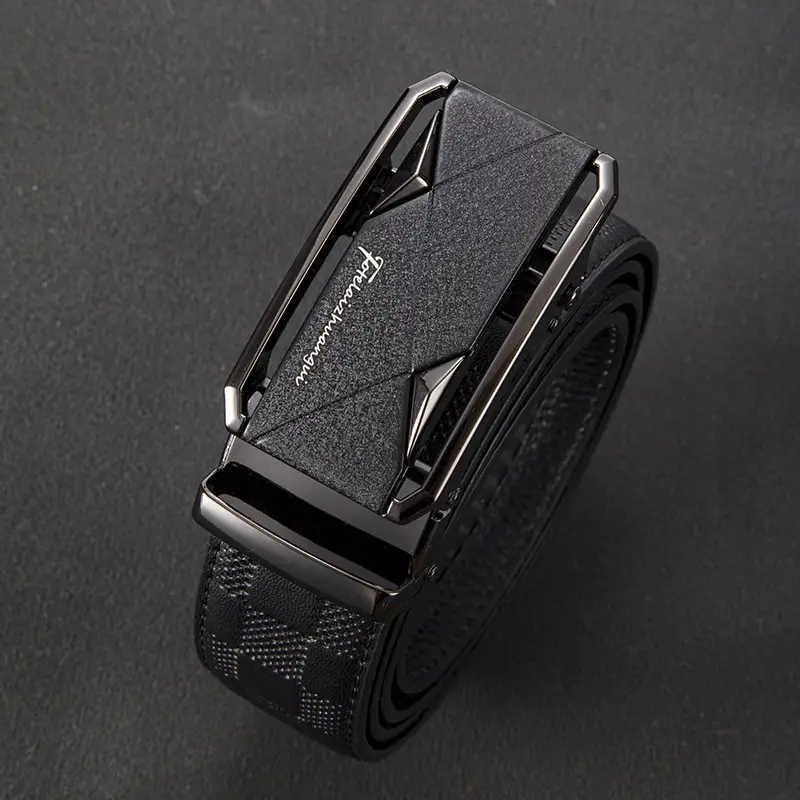 Men's High-End Genuine Leather Belt Black - Image 5