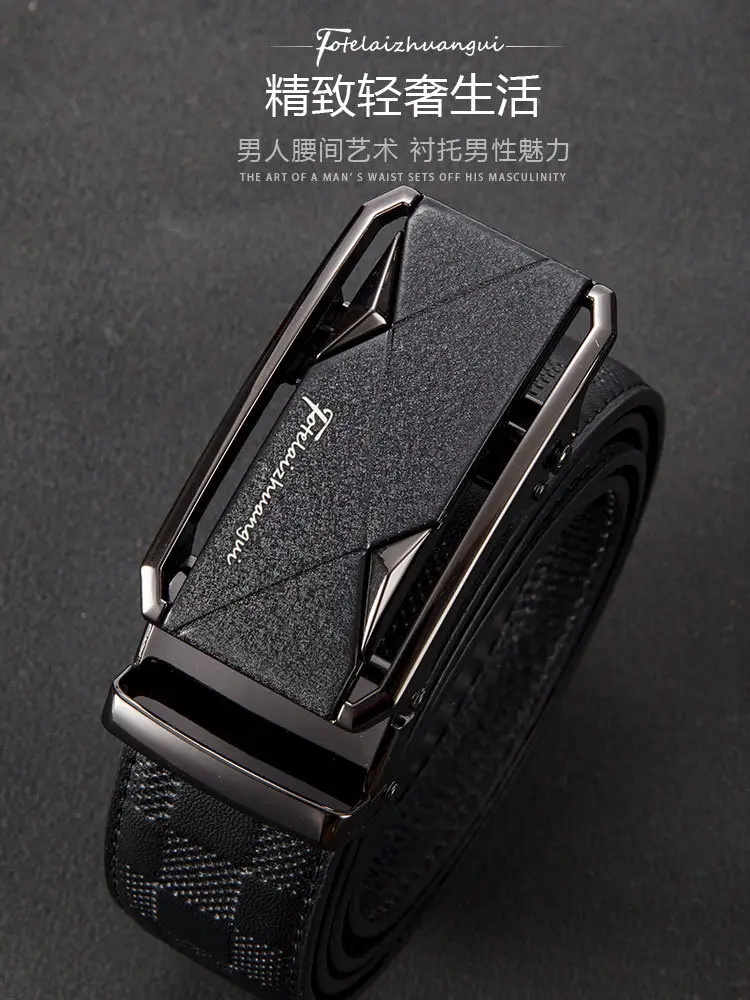 Men's High-End Genuine Leather Belt Black — feature 2