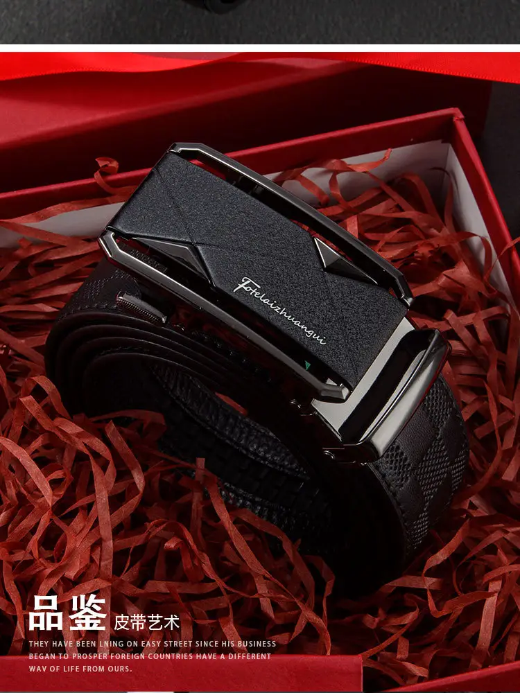 Men's High-End Genuine Leather Belt Black — feature 3