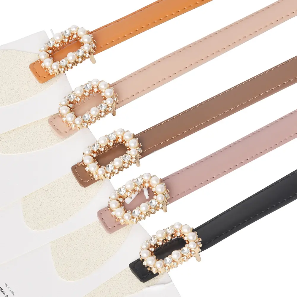 Women's Brown Pearl Buckle Belt Wholesale New - Image 7