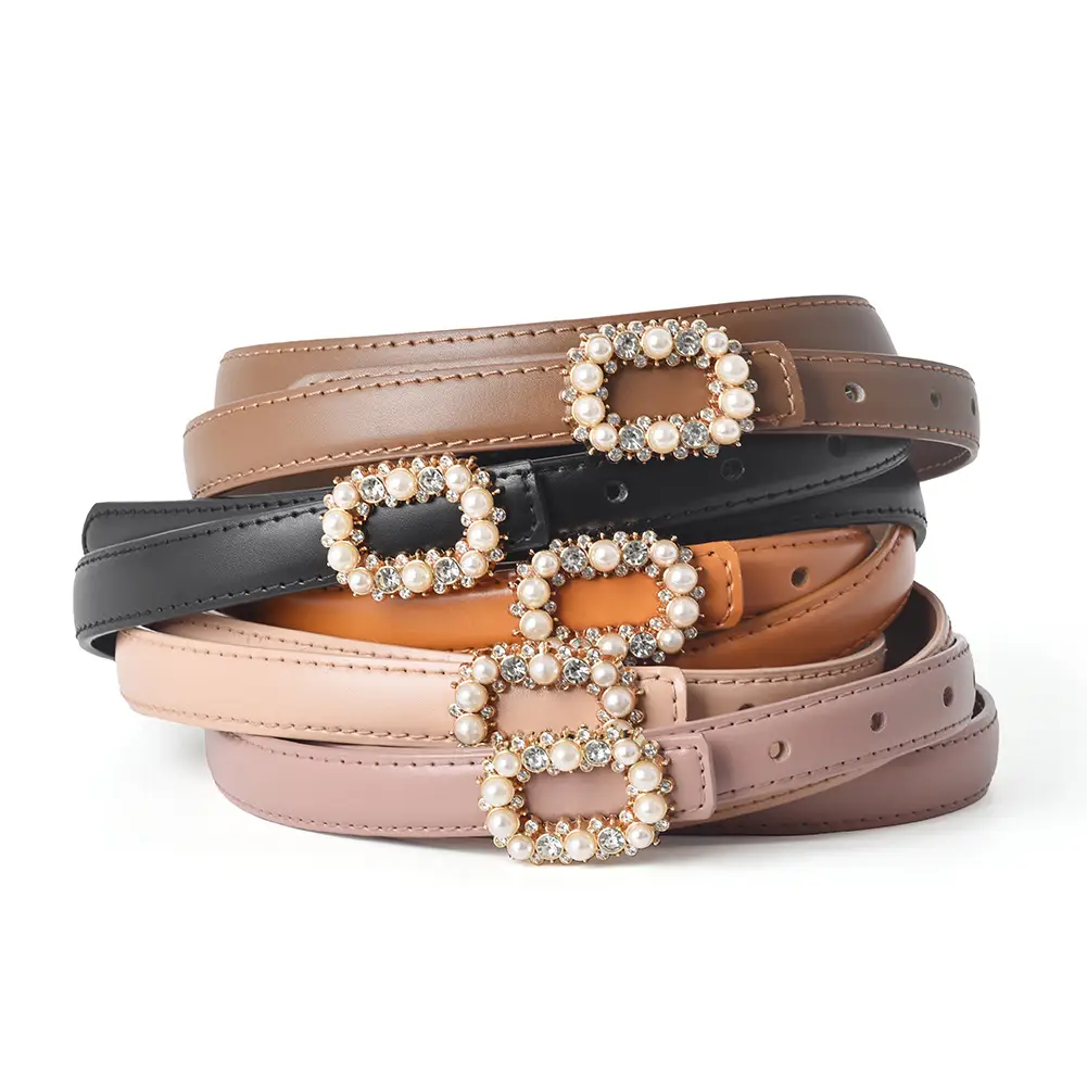 Women's Brown Pearl Buckle Belt Wholesale New - Image 8