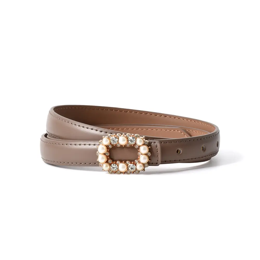 Women's Brown Pearl Buckle Belt Wholesale New - Image 9