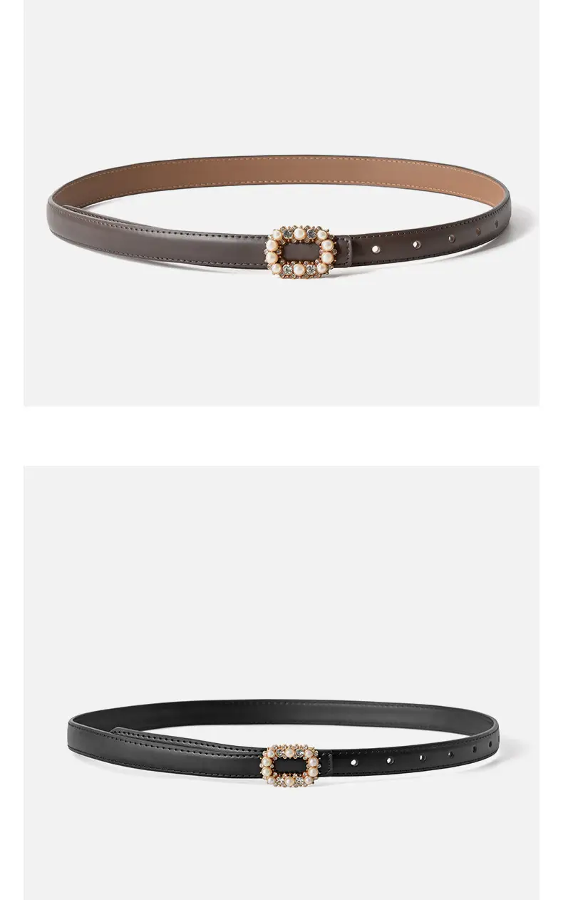 Women's Brown Pearl Buckle Belt Wholesale New — feature 12