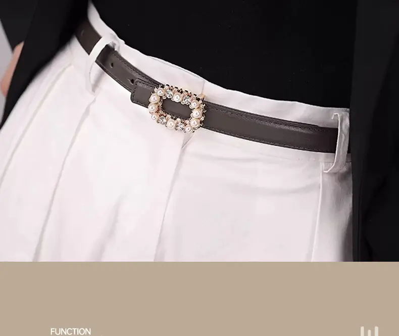 Women's Brown Pearl Buckle Belt Wholesale New — feature 2