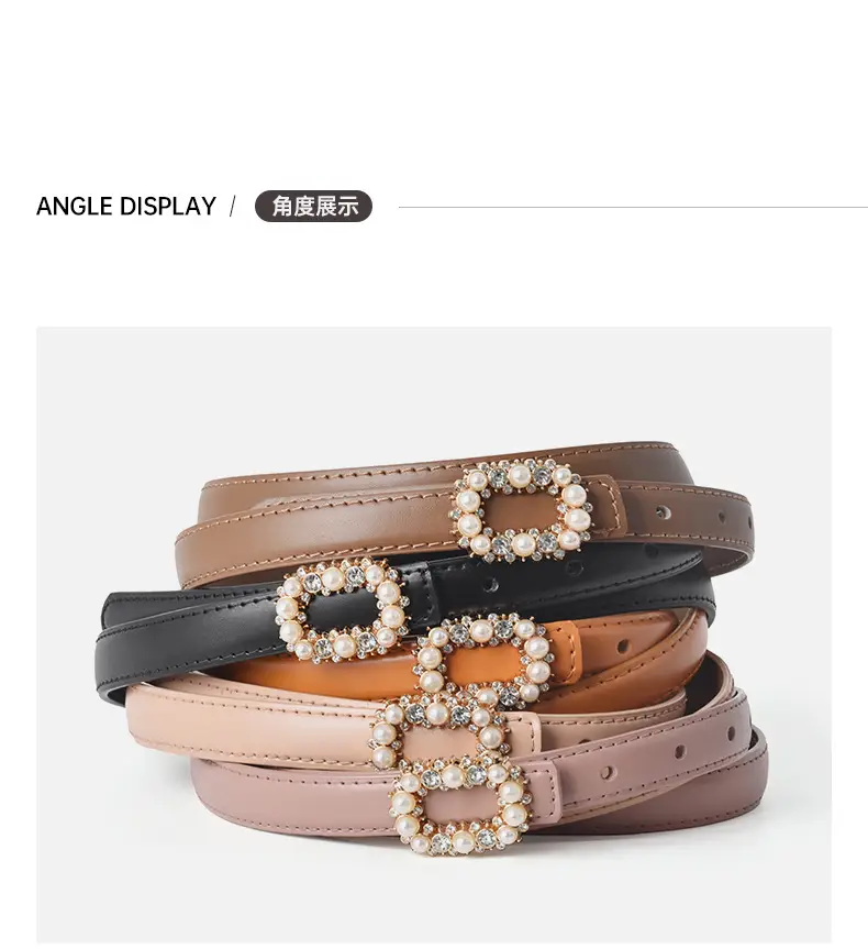 Women's Brown Pearl Buckle Belt Wholesale New — feature 8