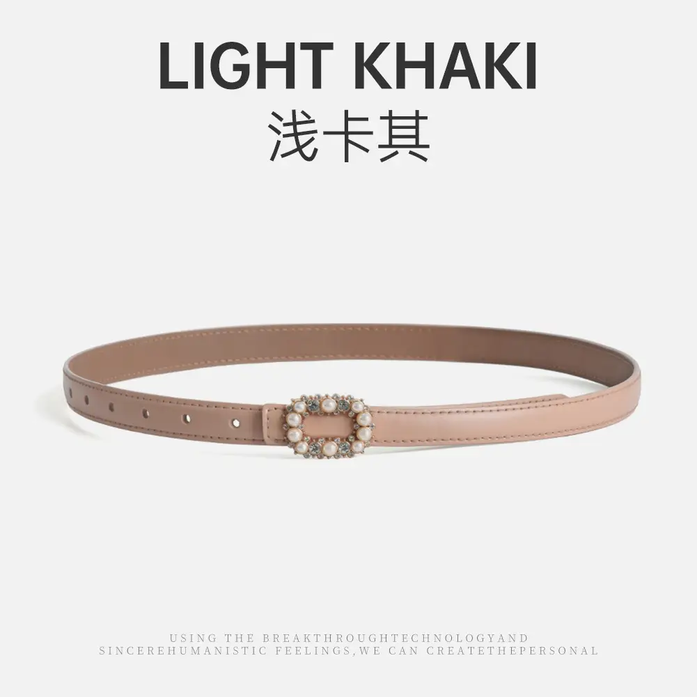 Women's Brown Pearl Buckle Belt Wholesale New - Image 2