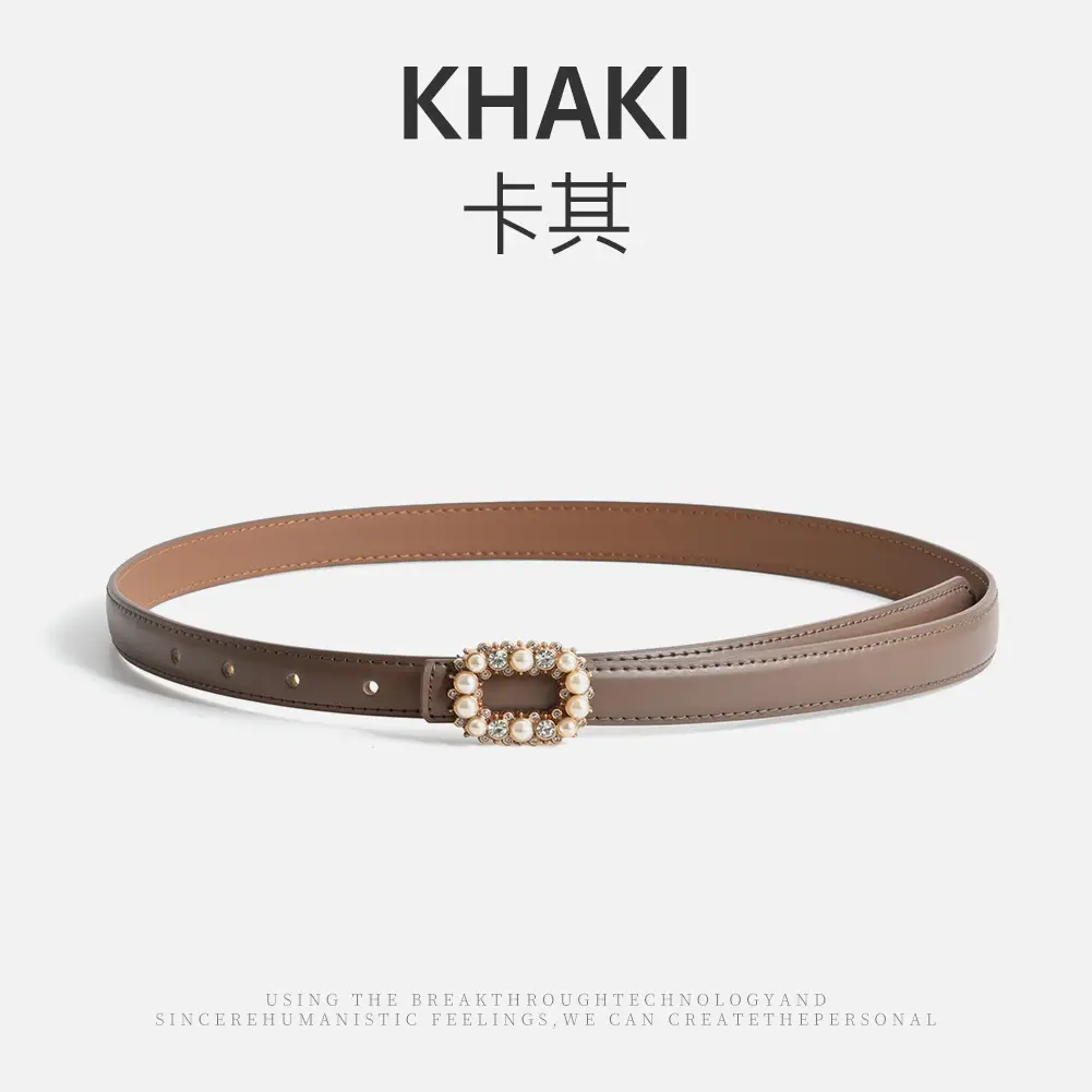 Women's Brown Pearl Buckle Belt Wholesale New - Image 3