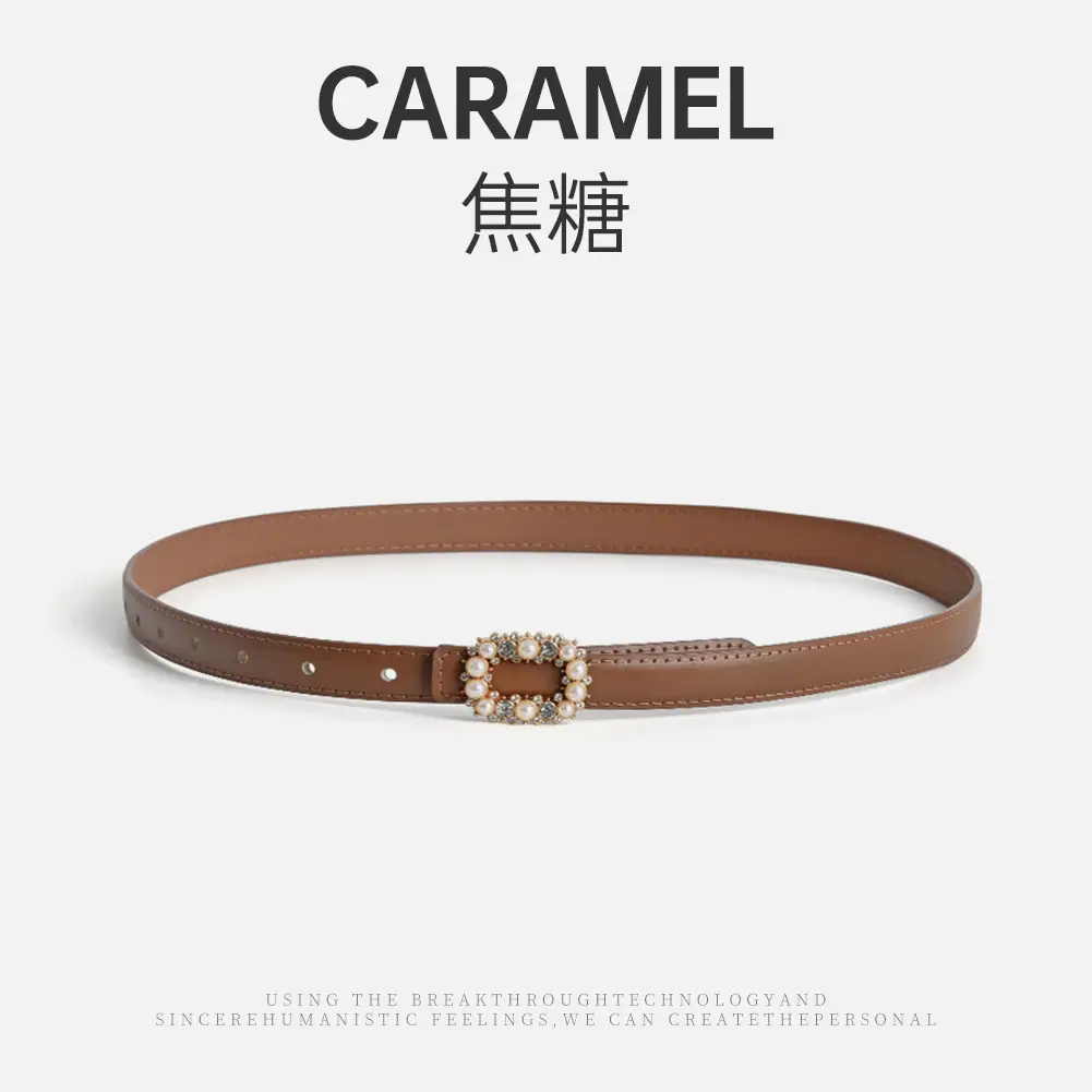 Women's Brown Pearl Buckle Belt Wholesale New - Image 4