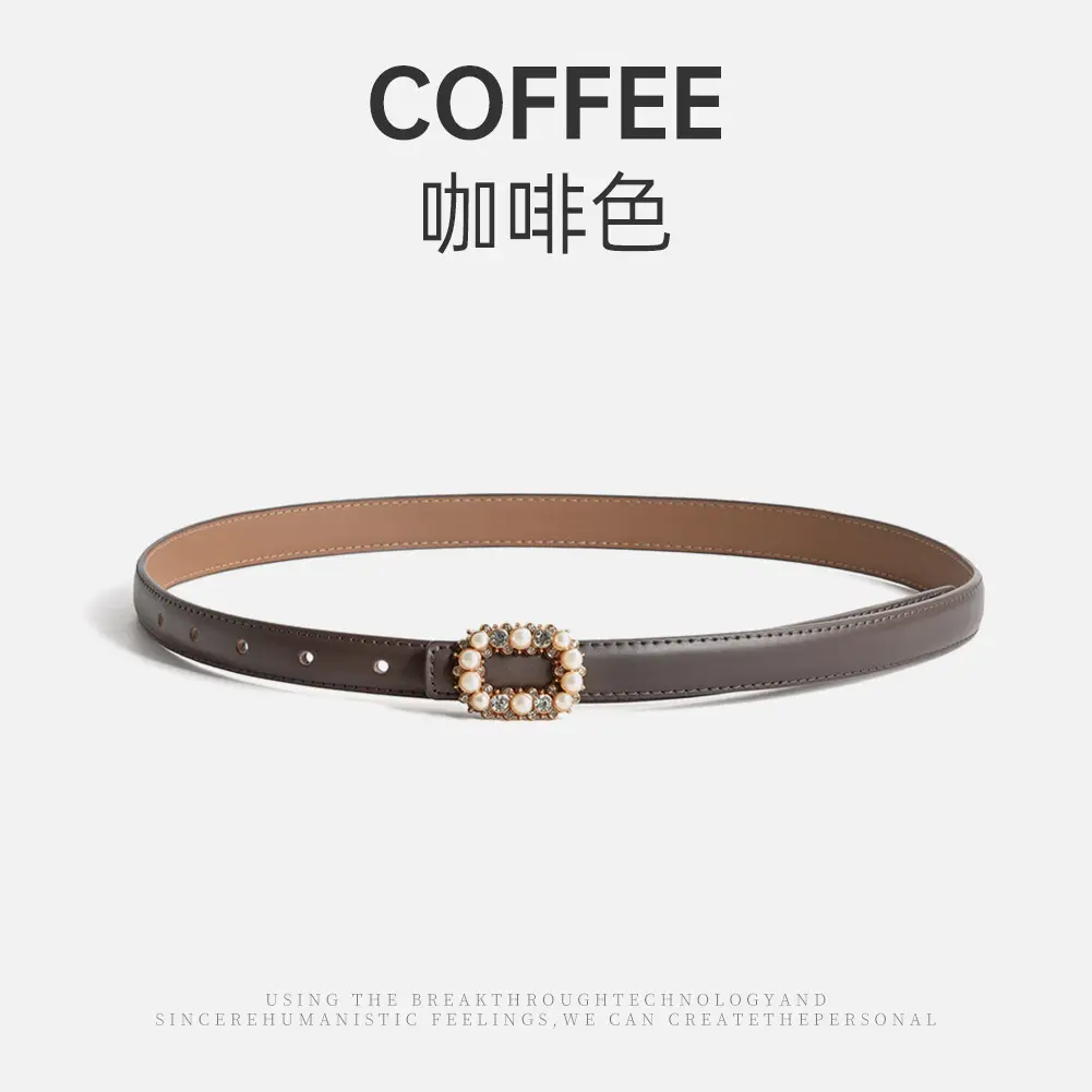 Women's Brown Pearl Buckle Belt Wholesale New - Image 5