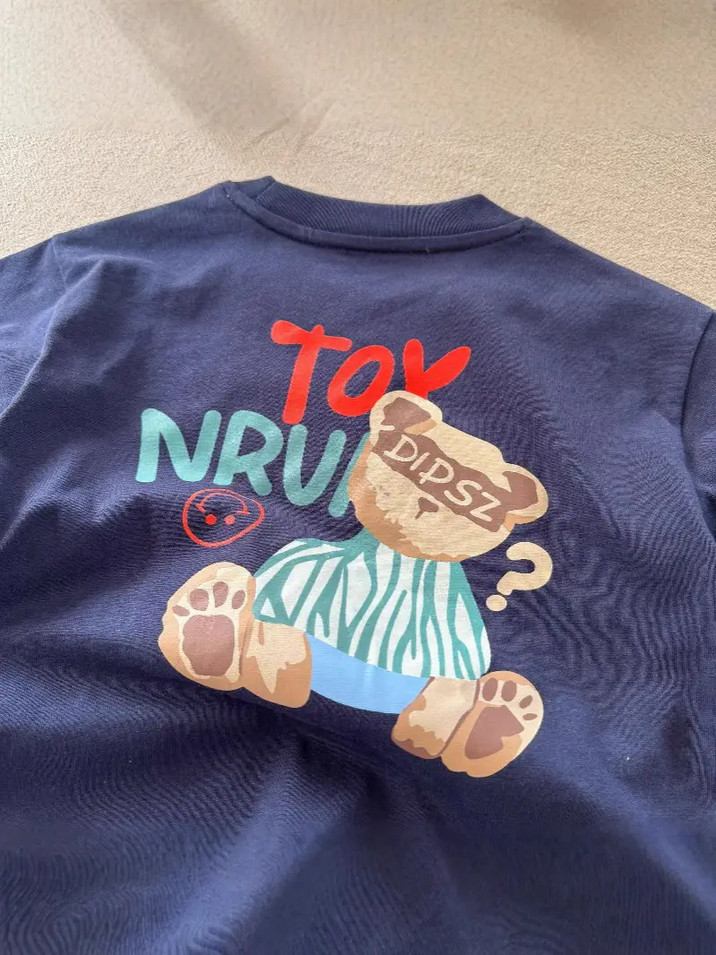 Blue Bear Printed Kids T-Shirt 2025 Summer - Image 5