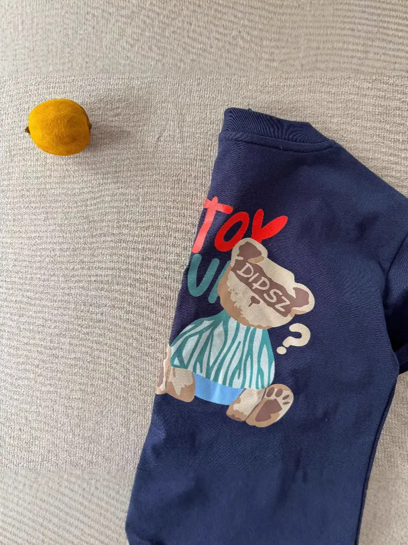 Blue Bear Printed Kids T-Shirt 2025 Summer - Image 6