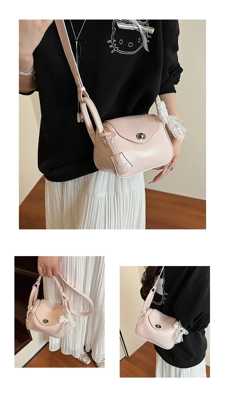 Women's Cream Leather Crossbody Bag with Lace Trim — feature 10