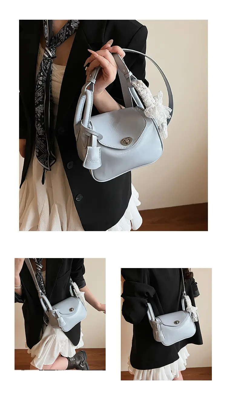Women's Cream Leather Crossbody Bag with Lace Trim — feature 11
