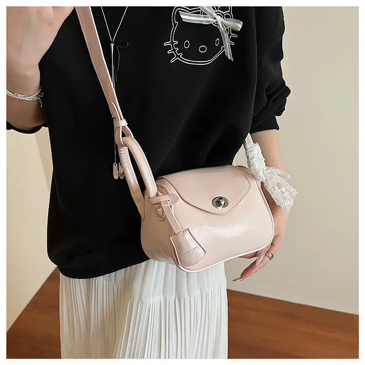 Women's Cream Leather Crossbody Bag with Lace Trim — feature 19