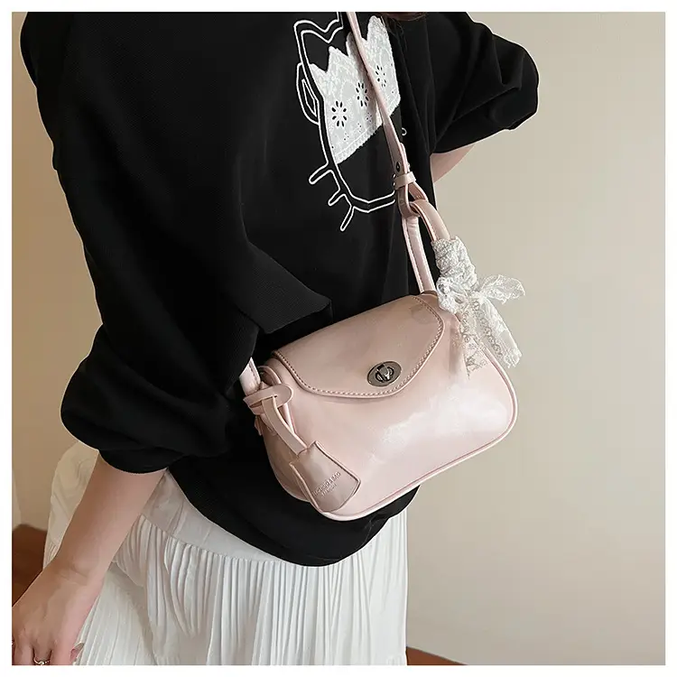 Women's Cream Leather Crossbody Bag with Lace Trim — feature 20