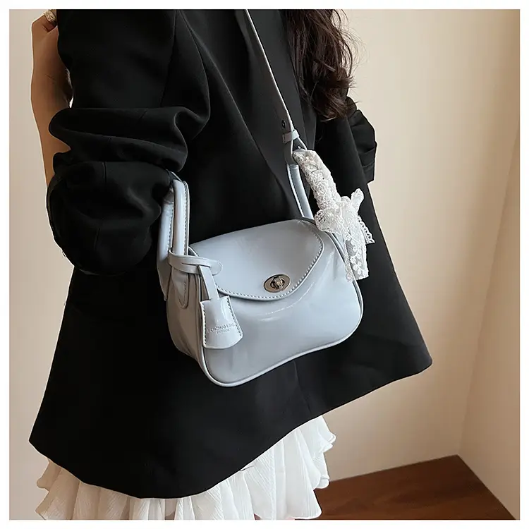 Women's Cream Leather Crossbody Bag with Lace Trim — feature 23
