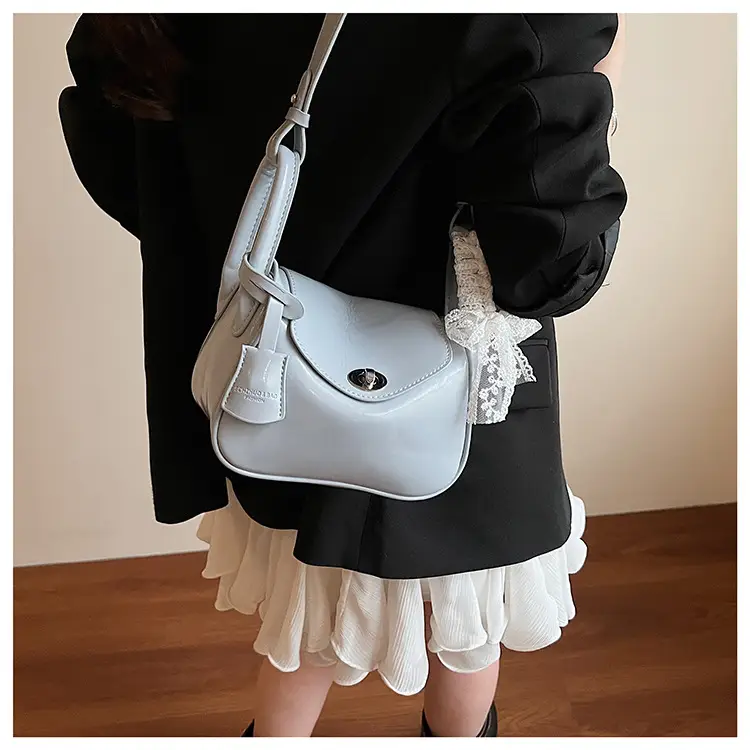 Women's Cream Leather Crossbody Bag with Lace Trim — feature 25