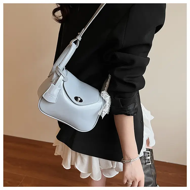 Women's Cream Leather Crossbody Bag with Lace Trim — feature 26