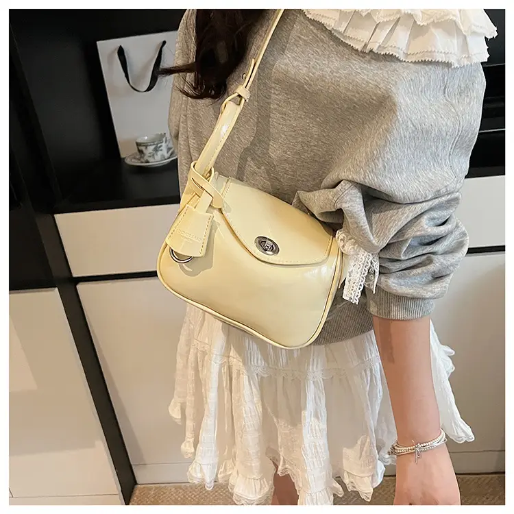 Women's Cream Leather Crossbody Bag with Lace Trim — feature 27